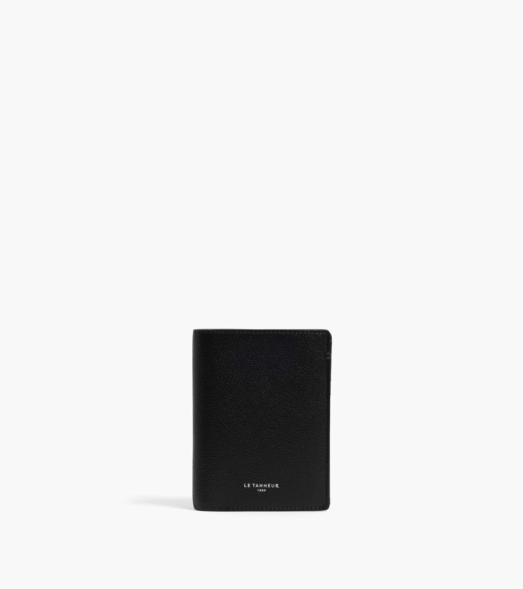 Kleine Bifold-Brieftasche im Hochformat mit Reißverschluss Lucien aus genarbtem Leder