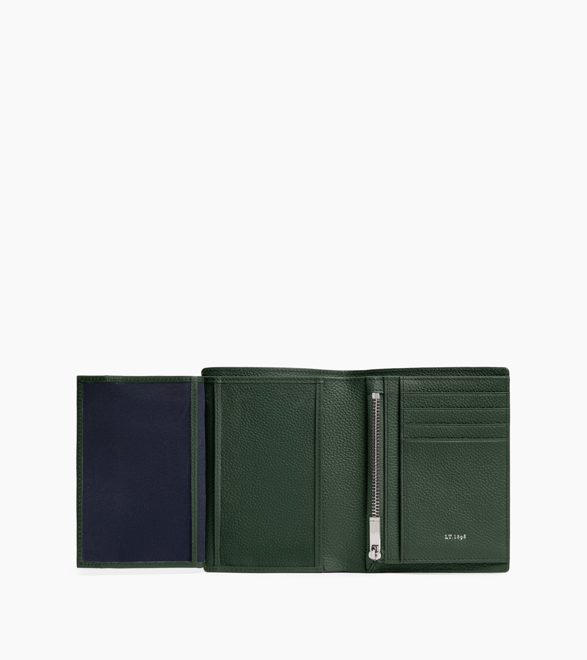 Lucien グレインレザー ファスナー付き スモール 縦型 二つ折り財布