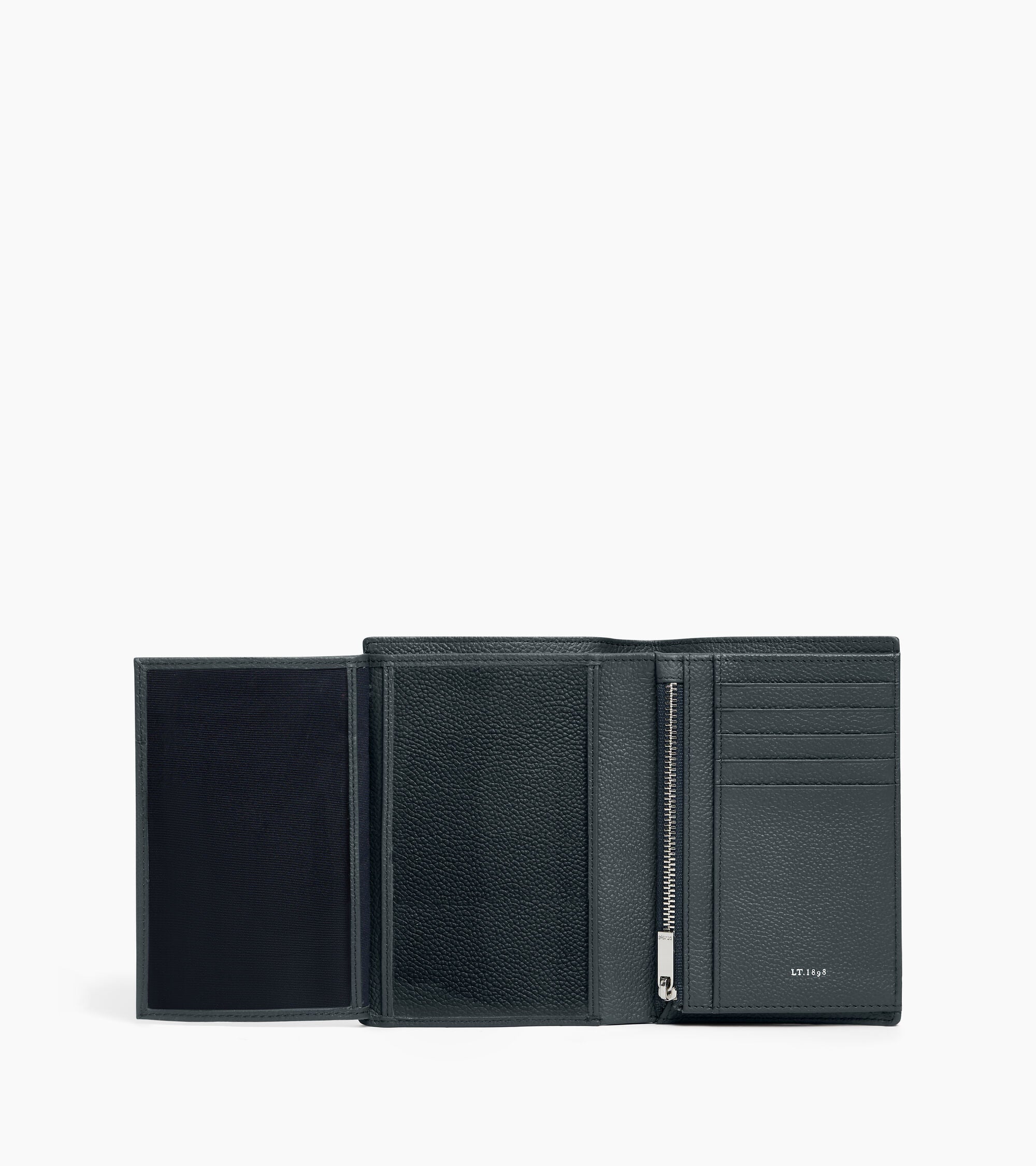 Mittelgroße Bifold-Brieftasche im Hochformat mit Reißverschluss Lucien aus genarbtem Leder