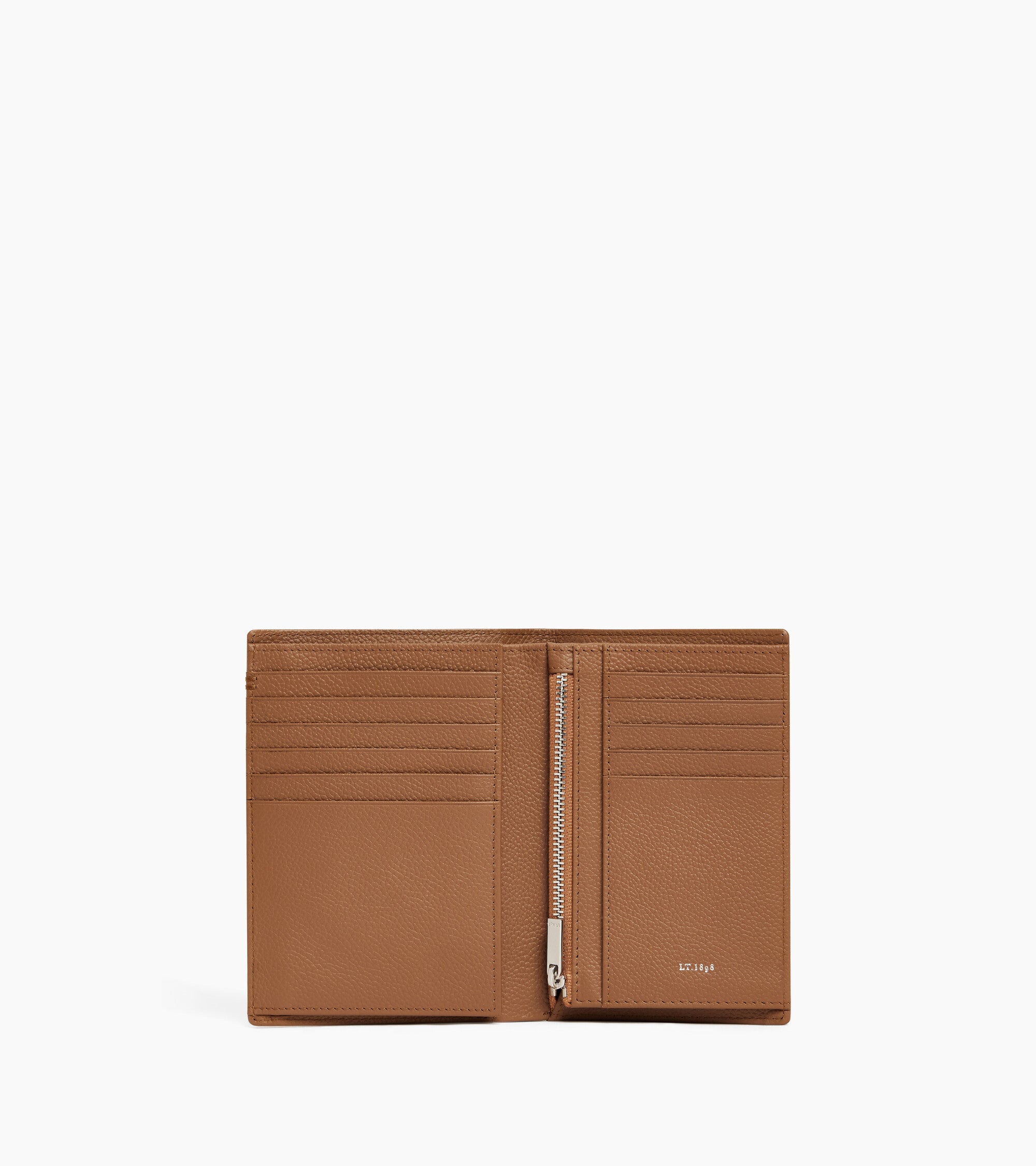 Mittelgroße Bifold-Brieftasche im Hochformat mit Reißverschluss Lucien aus genarbtem Leder
