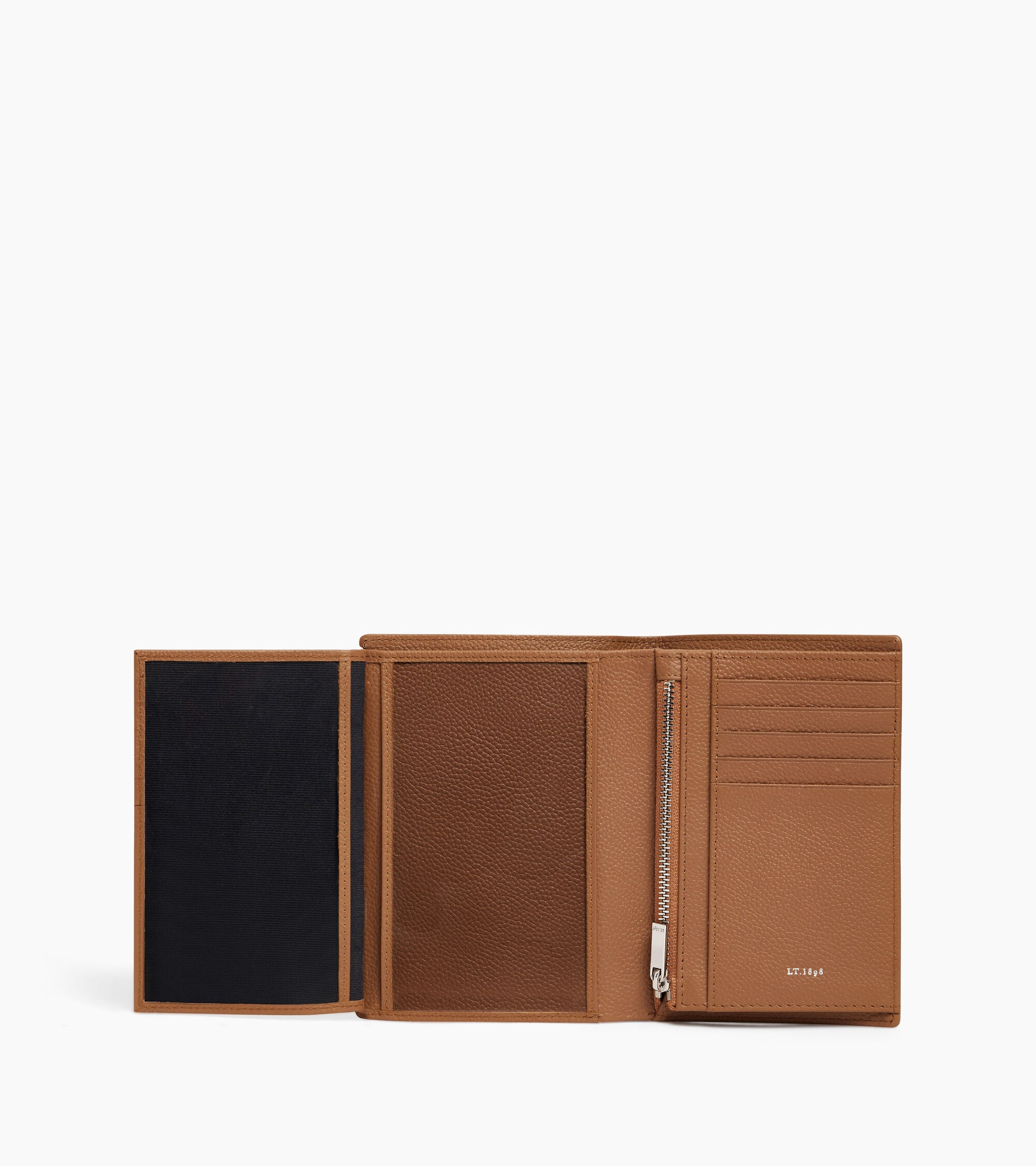 Mittelgroße Bifold-Brieftasche im Hochformat mit Reißverschluss Lucien aus genarbtem Leder