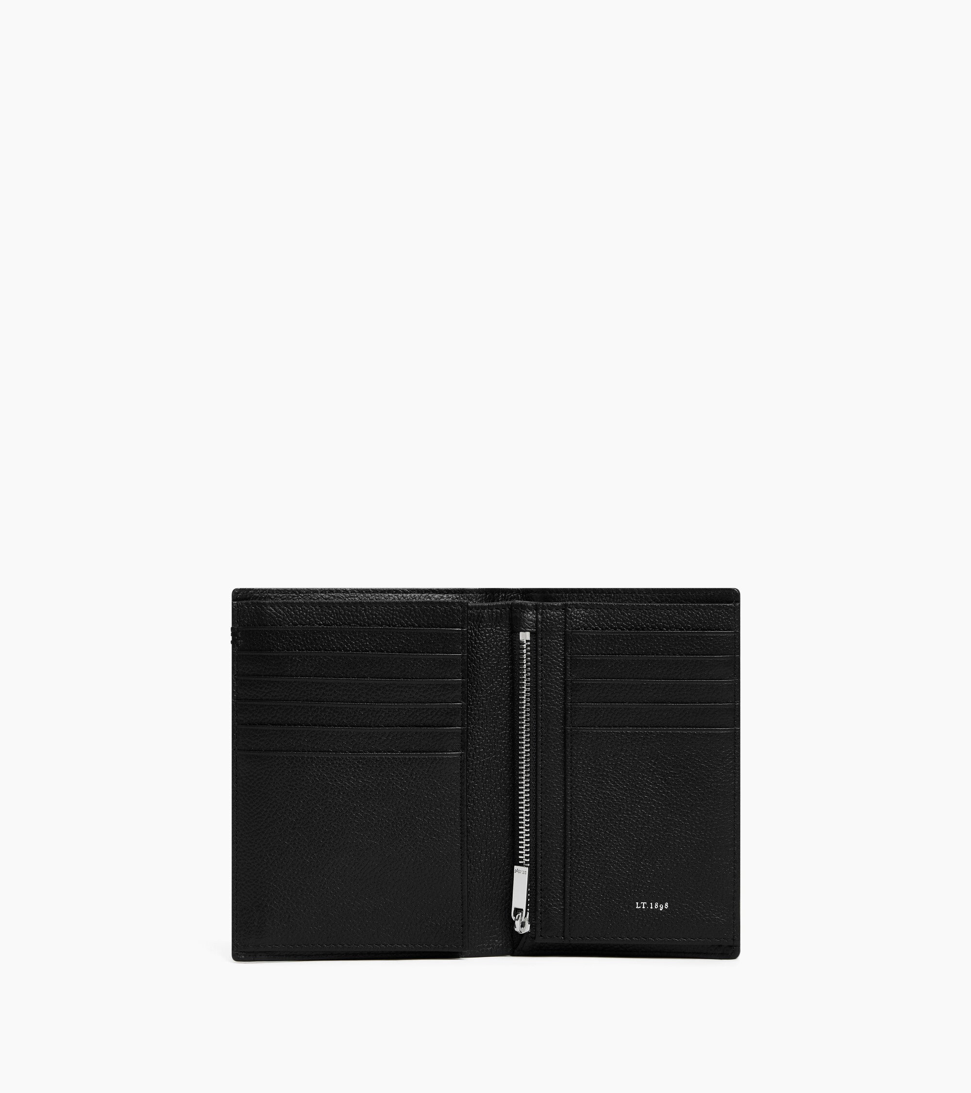 Mittelgroße Bifold-Brieftasche im Hochformat mit Reißverschluss Lucien aus genarbtem Leder