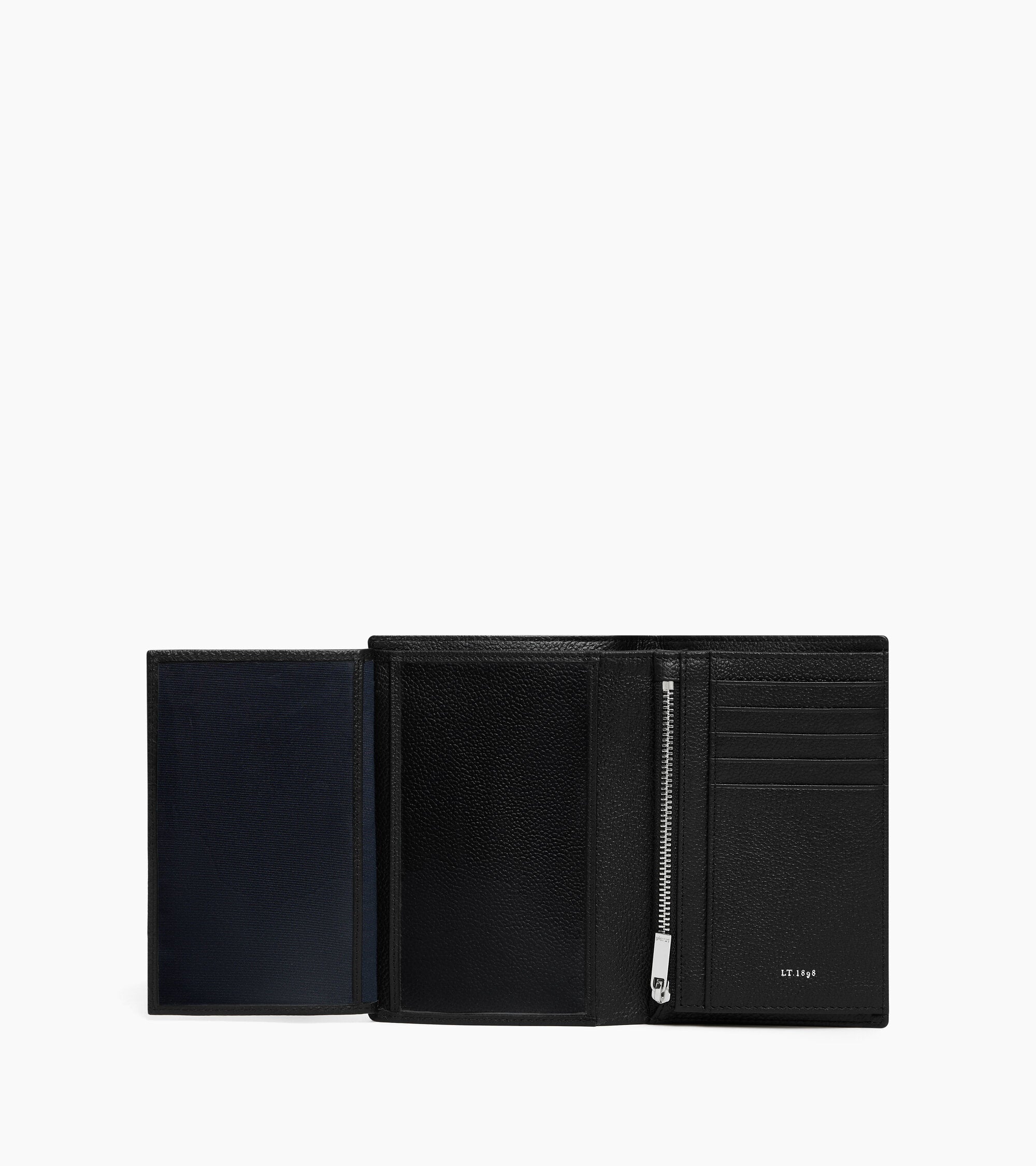 Mittelgroße Bifold-Brieftasche im Hochformat mit Reißverschluss Lucien aus genarbtem Leder