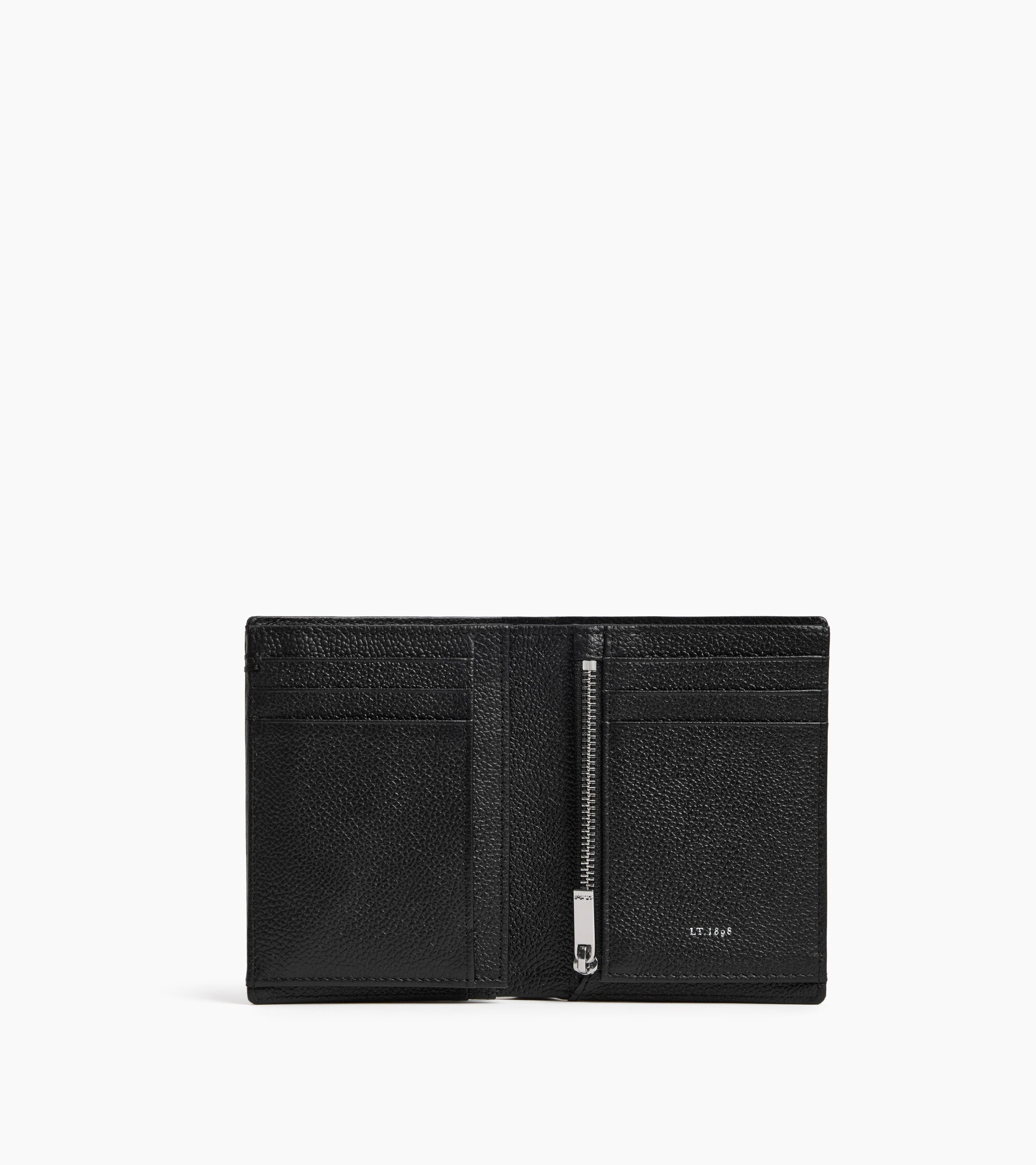 Große Bifold-Brieftasche im Hochformat mit Reißverschluss Lucien aus genarbtem Leder