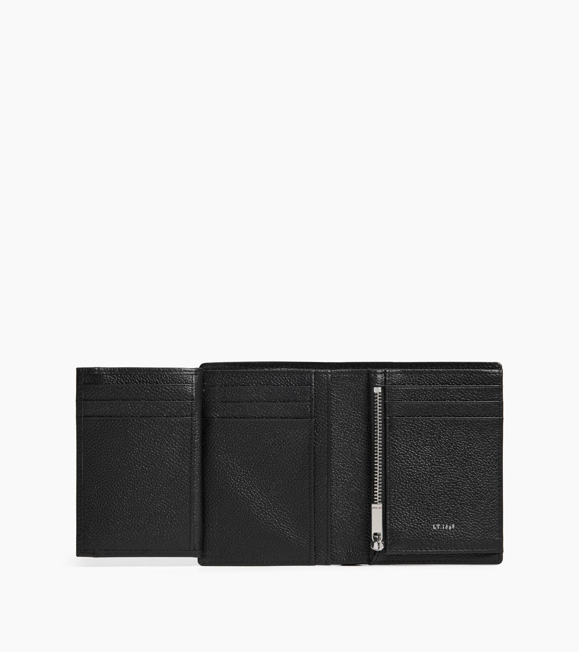 Große Bifold-Brieftasche im Hochformat mit Reißverschluss Lucien aus genarbtem Leder