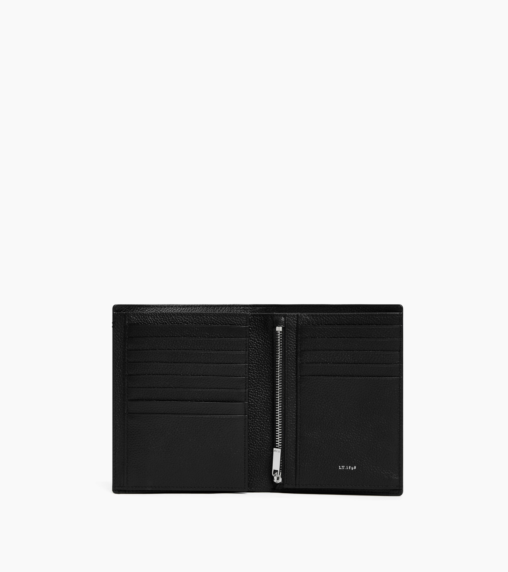 Große Bifold-Brieftasche mit Reißverschluss Lucien aus genarbtem Leder