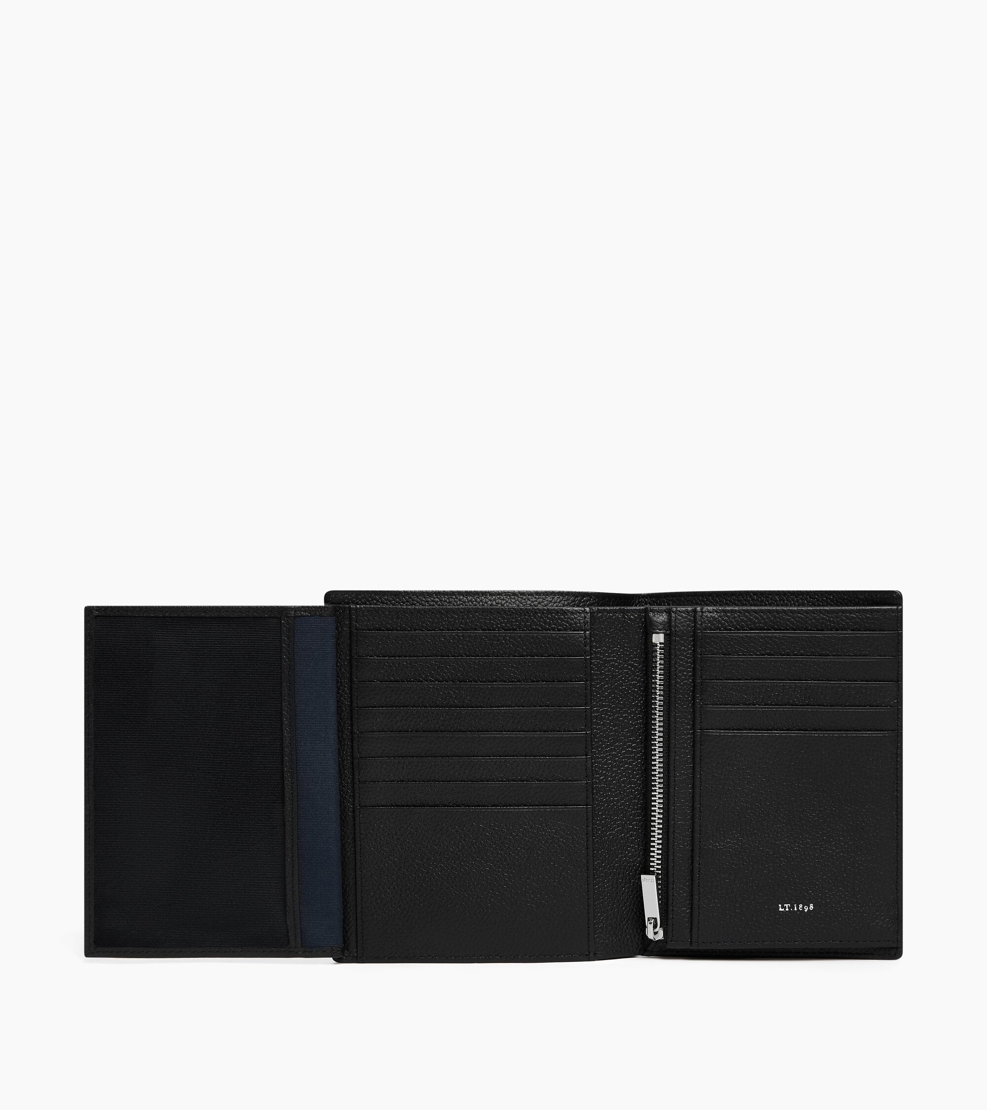 Große Bifold-Brieftasche mit Reißverschluss Lucien aus genarbtem Leder