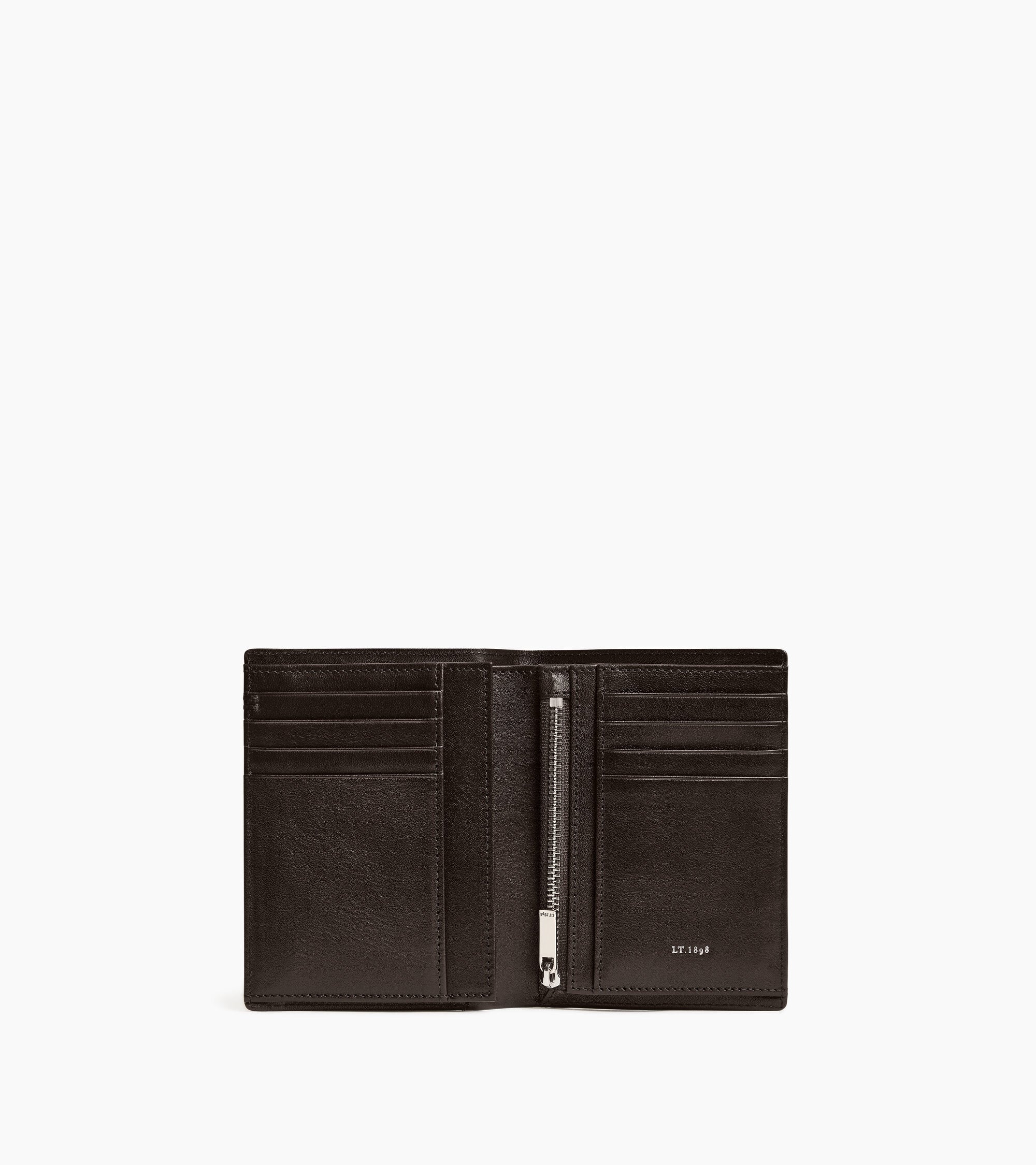 Mittelgroße Bifold-Brieftasche im Hochformat mit Reißverschluss Lucien aus geöltem Leder