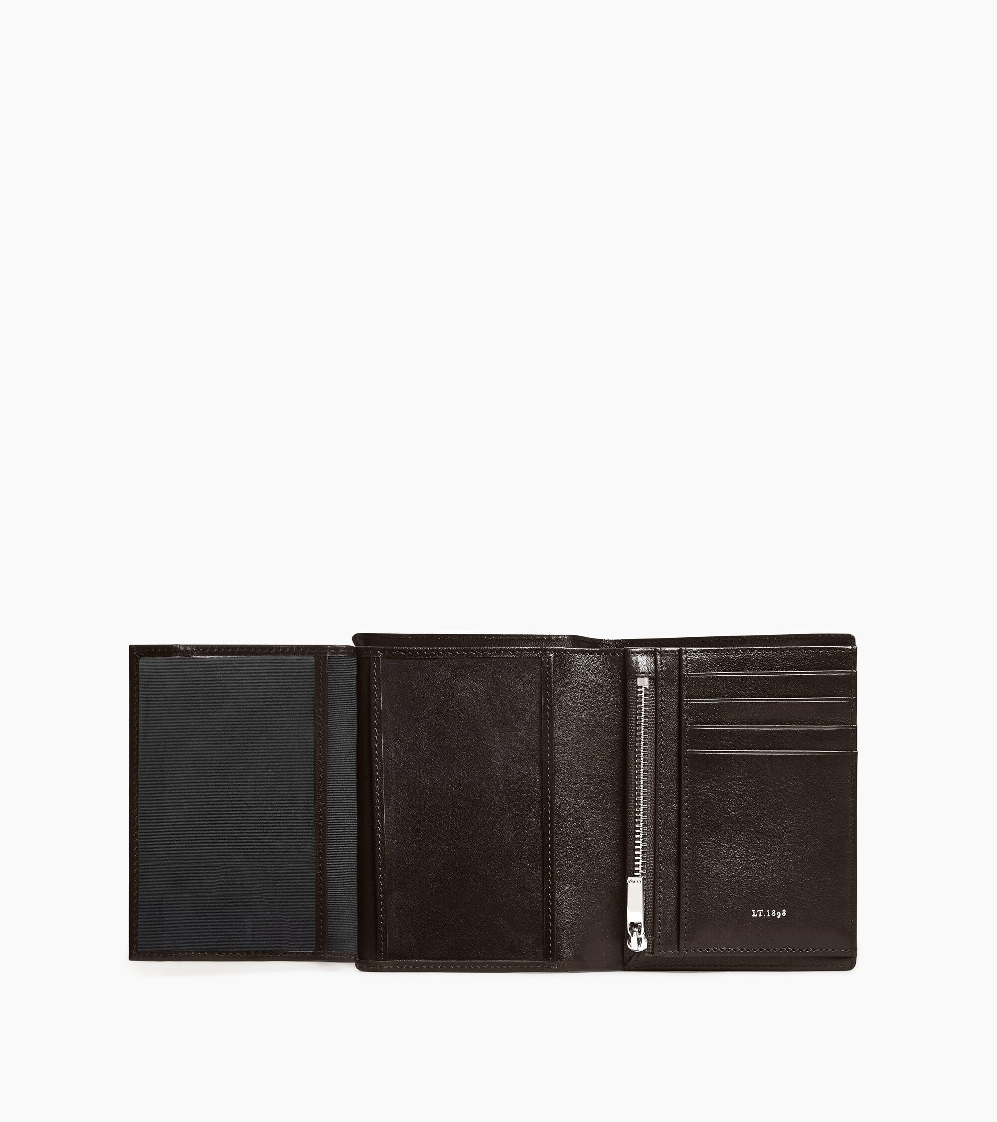 Mittelgroße Bifold-Brieftasche im Hochformat mit Reißverschluss Lucien aus geöltem Leder
