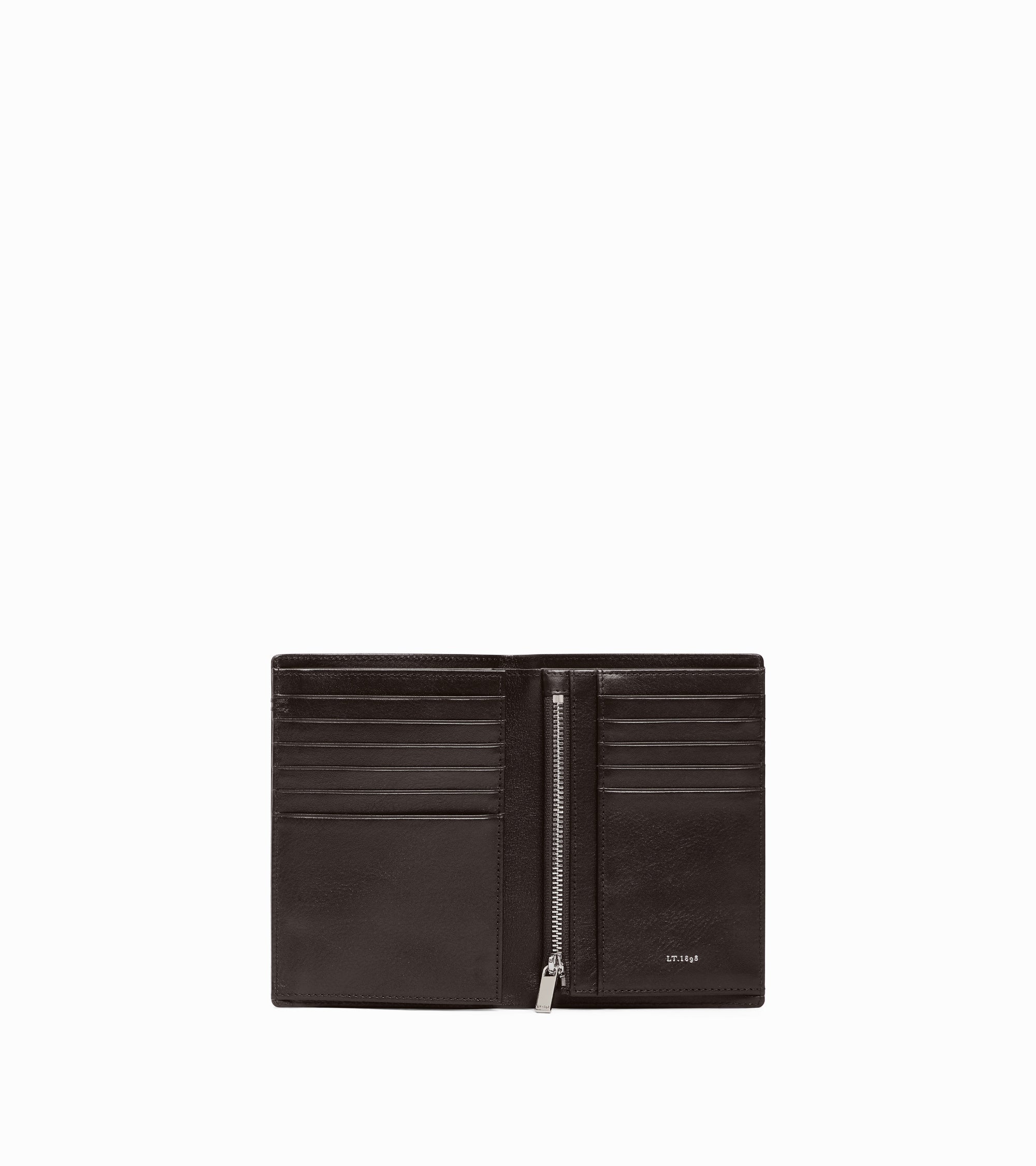 Grand portefeuille vertical zippé 2 volets Lucien en cuir huilé