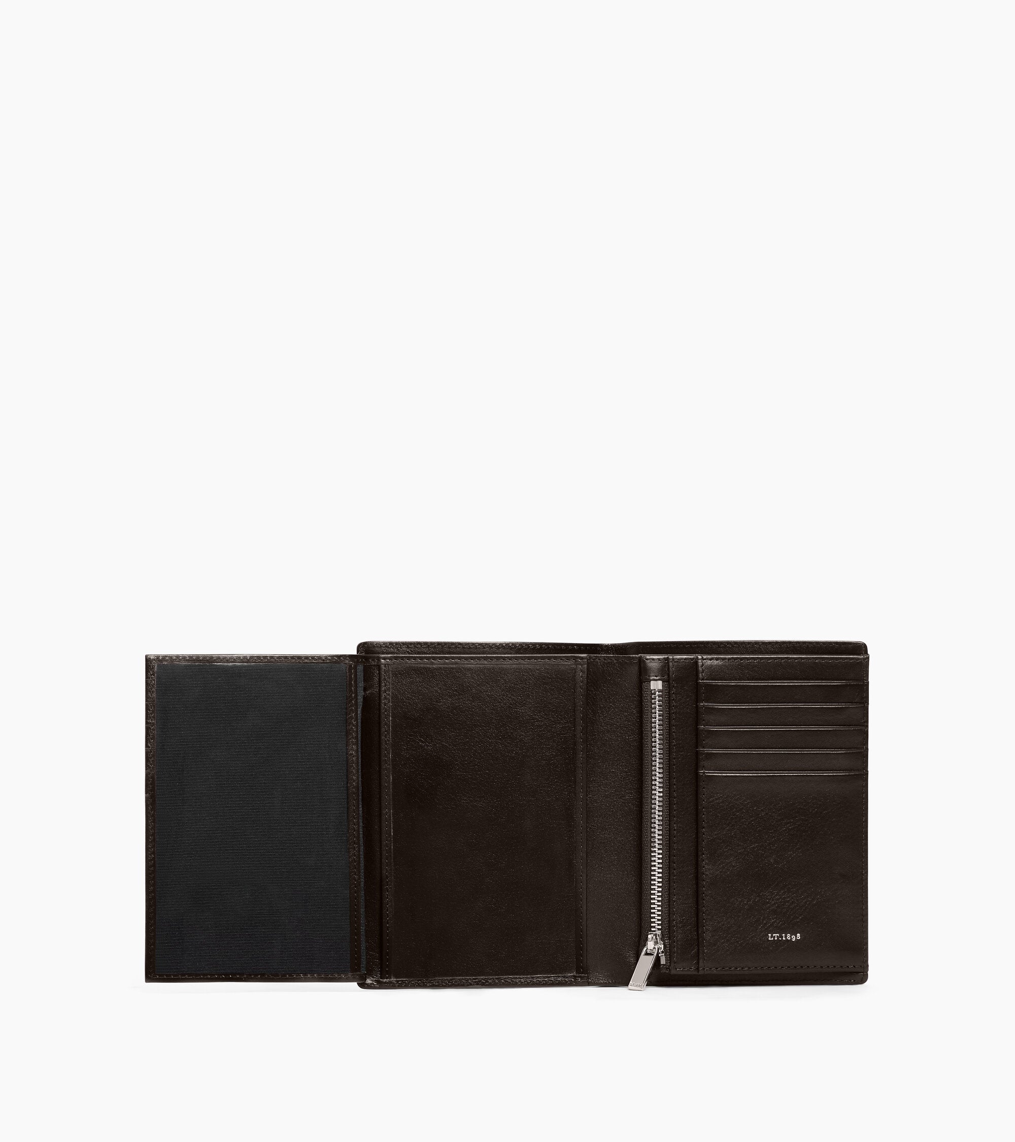 Große Bifold-Brieftasche im Hochformat mit Reißverschluss Lucien aus geöltem Leder