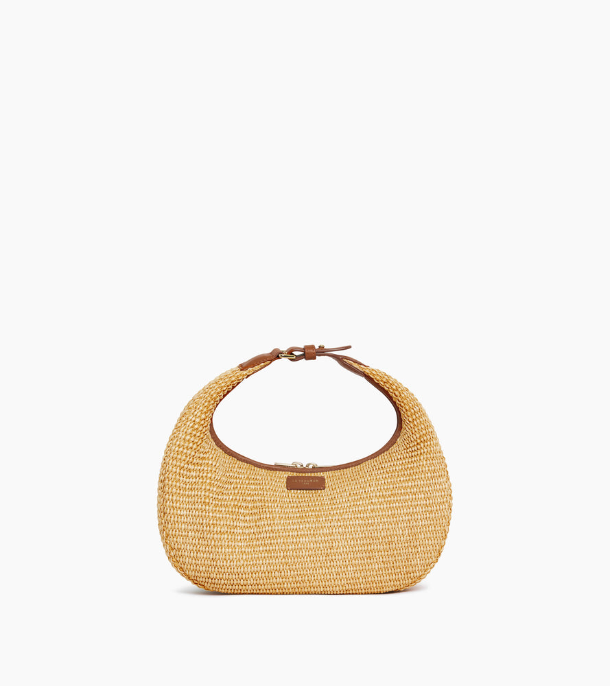 Kleine Hobo-Tasche Juliette aus Glattleder in Raffia-Optik
