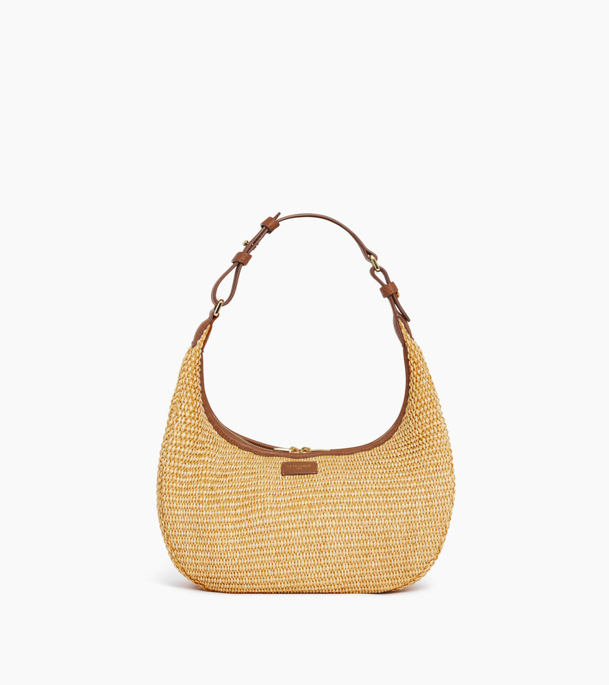 Kleine Hobo-Tasche Juliette aus Glattleder in Raffia-Optik