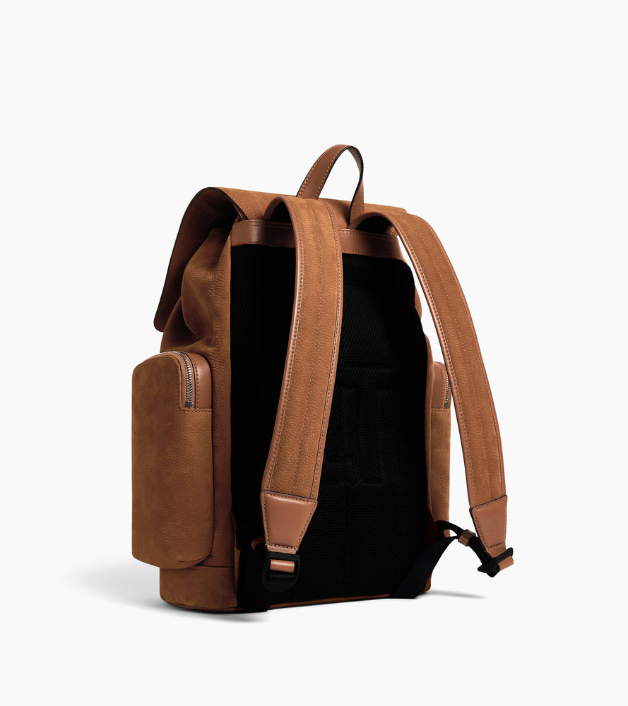 Mochila con solapa Maurice de piel nobuck granulada