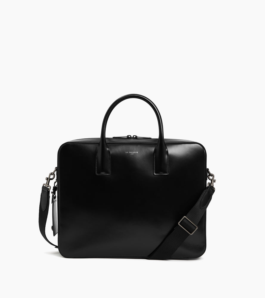 Portadocumentos 15" de piel lisa efecto box Emile