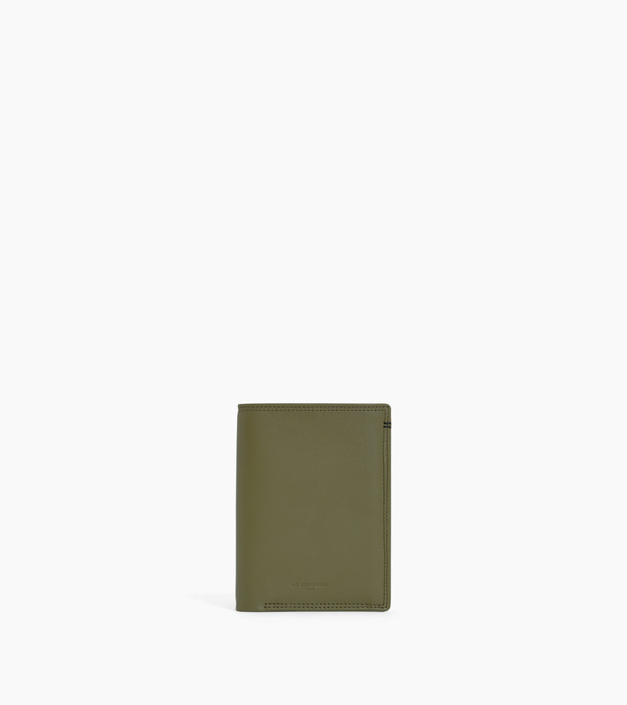 cartera vertical mediana con cremallera de 2 secciones de piel lisa