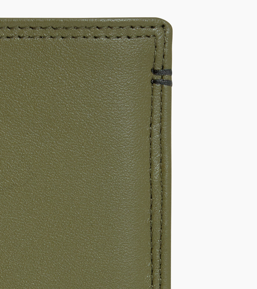 cartera vertical mediana con cremallera de 2 secciones de piel lisa