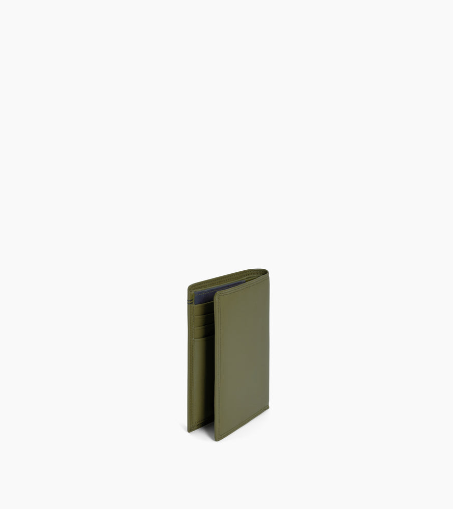 cartera vertical mediana con cremallera de 2 secciones de piel lisa