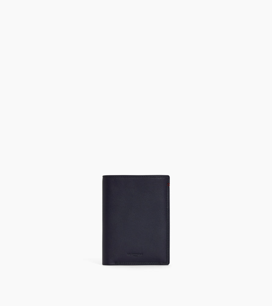 cartera vertical mediana con cremallera de 2 secciones de piel lisa