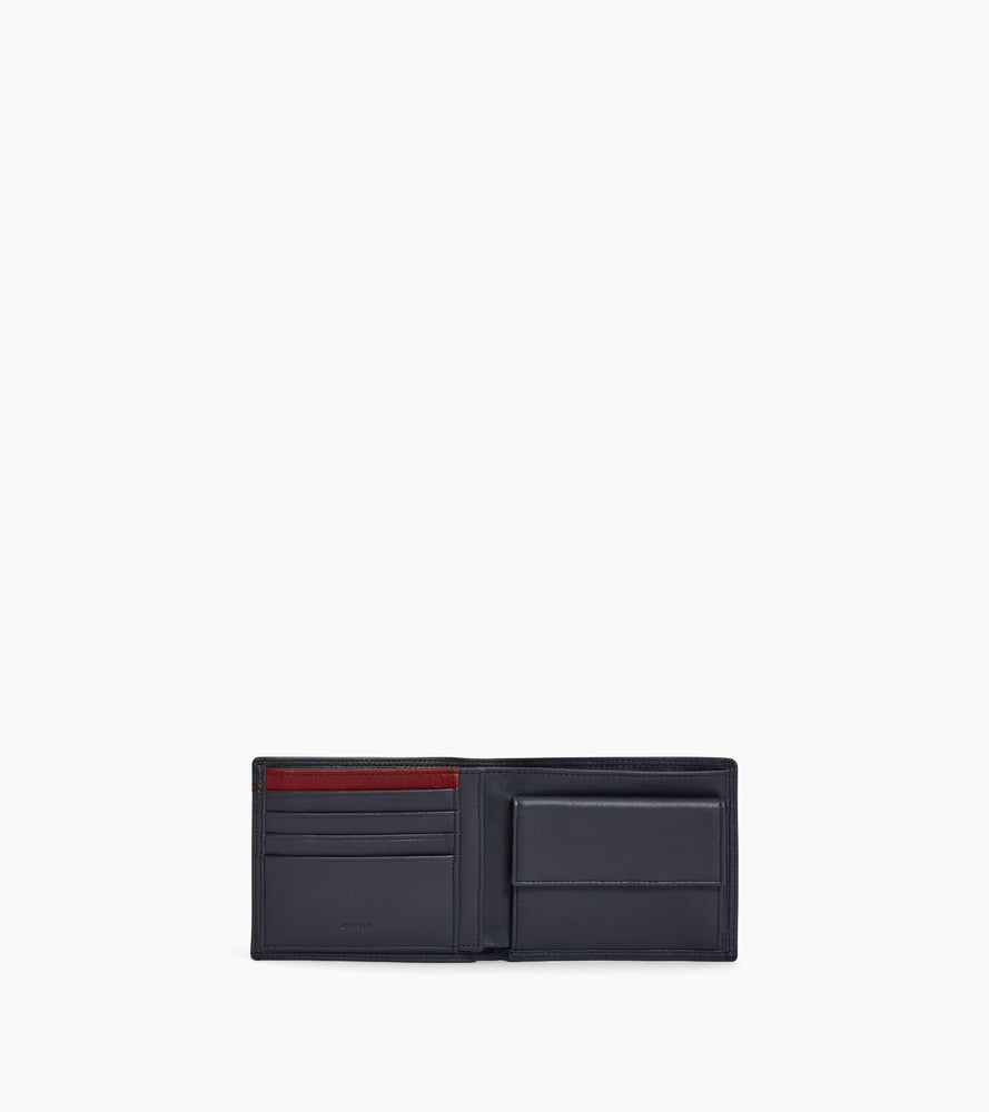 cartera con solapa de 2 secciones de piel lisa