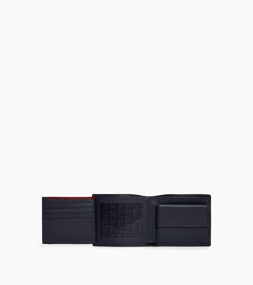 cartera con solapa de 2 secciones de piel lisa