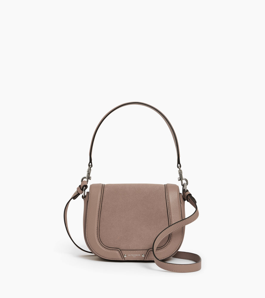 bolso bandolera mediano modelo de piel texturizada y nobuk