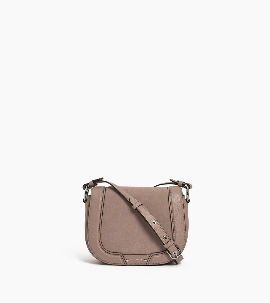 bolso bandolera mediano modelo de piel texturizada y nobuk