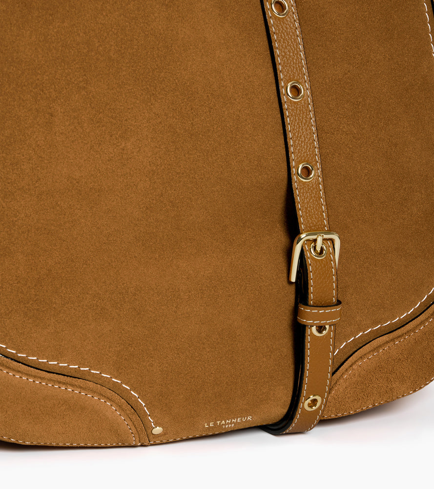 Bolso hobo mediano de piel texturizada y nobuck Ella