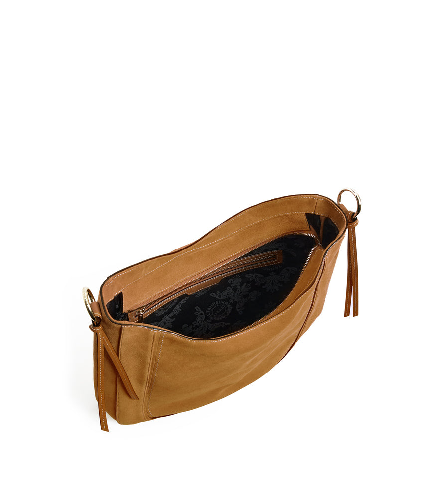 Bolso hobo mediano de piel texturizada y nobuck Ella