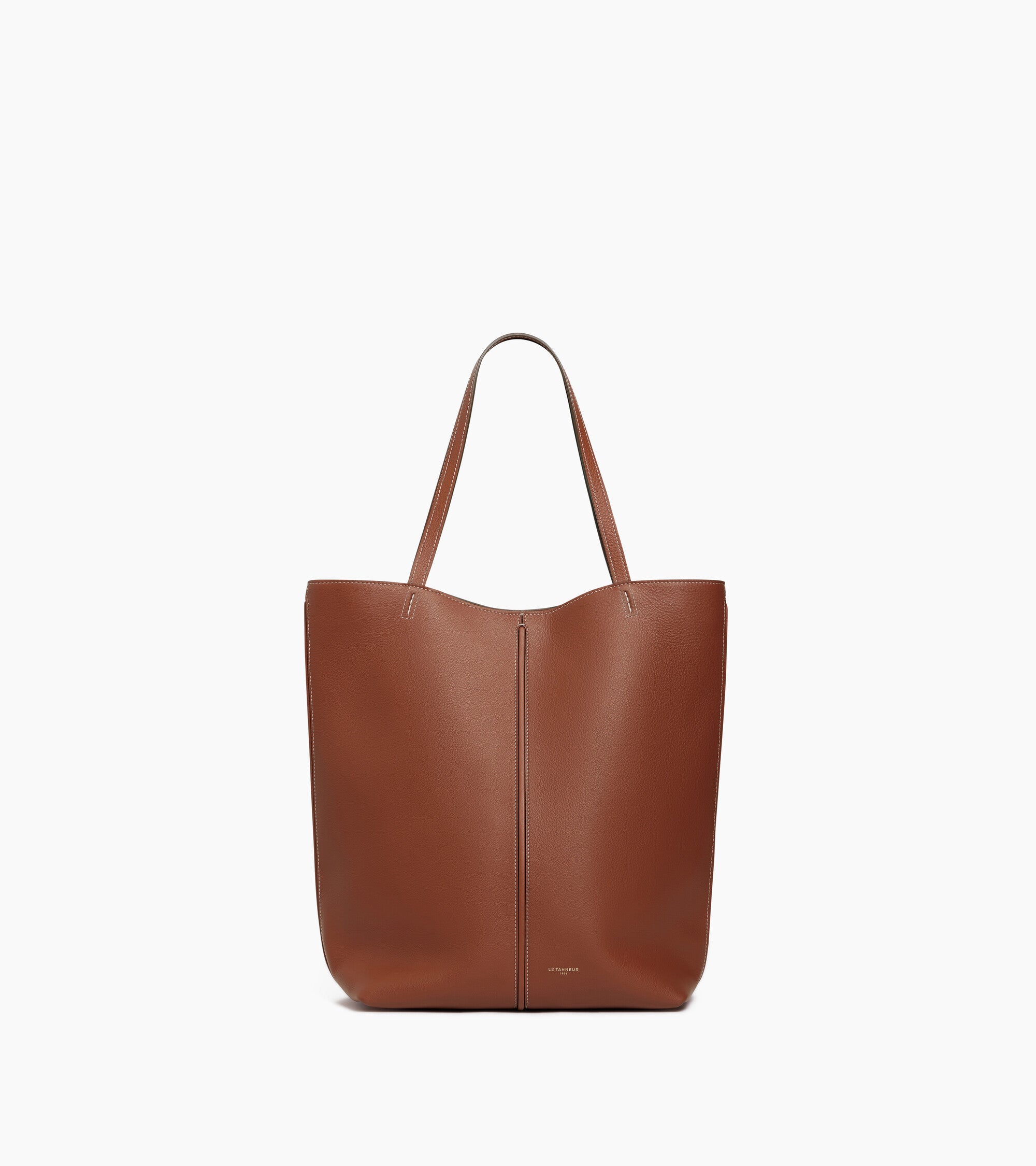 Mittelgroße Cabas-Tasche Hortense aus doppelseitig genarbtem Leder