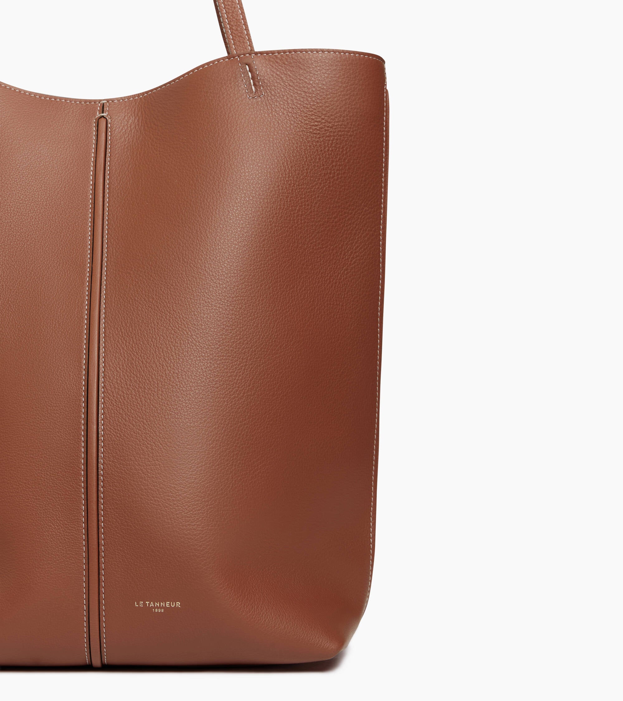 Mittelgroße Cabas-Tasche Hortense aus doppelseitig genarbtem Leder