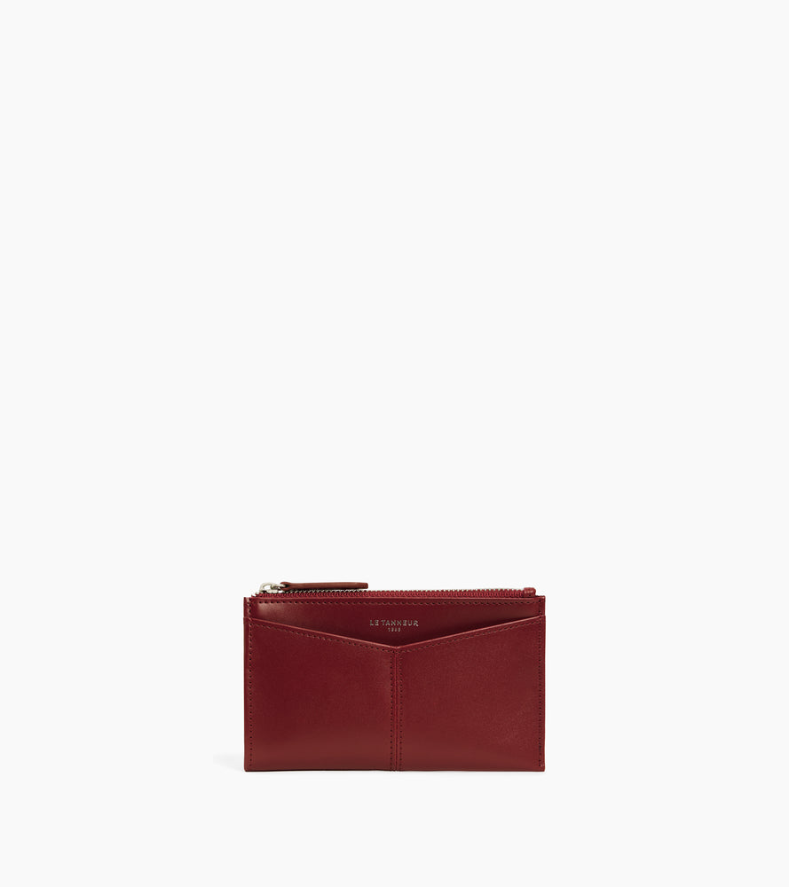 Estuche con cremallera para llaves Charlotte de cuero liso