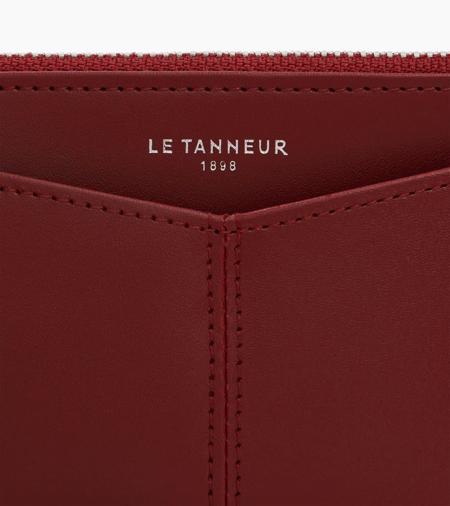 Estuche con cremallera para llaves Charlotte de cuero liso