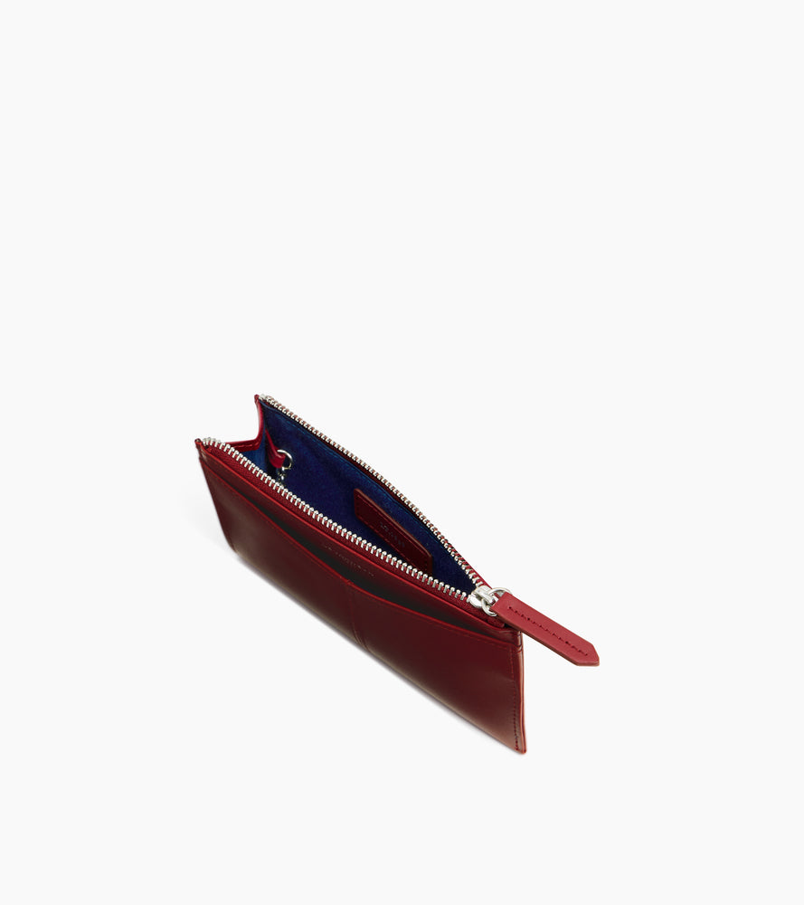 Estuche con cremallera para llaves Charlotte de cuero liso