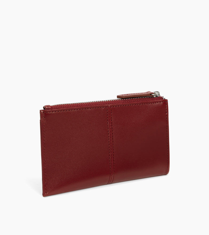 Estuche con cremallera para llaves Charlotte de cuero liso
