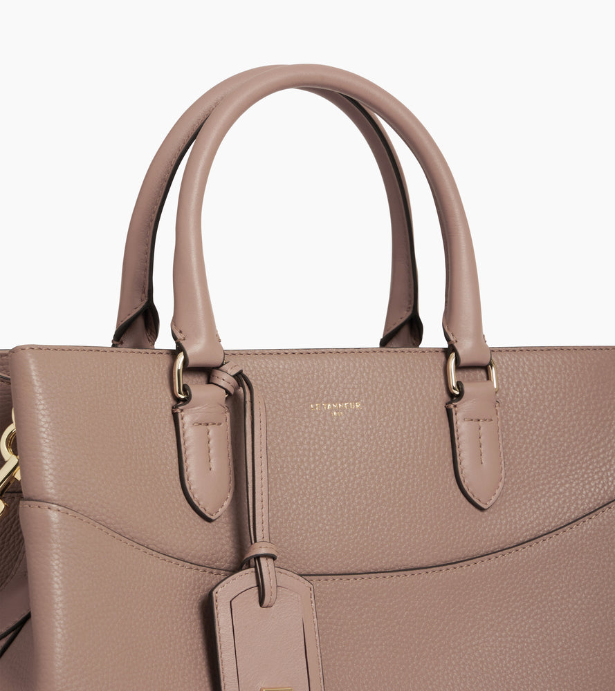 bolso grande de cuero granulado y liso