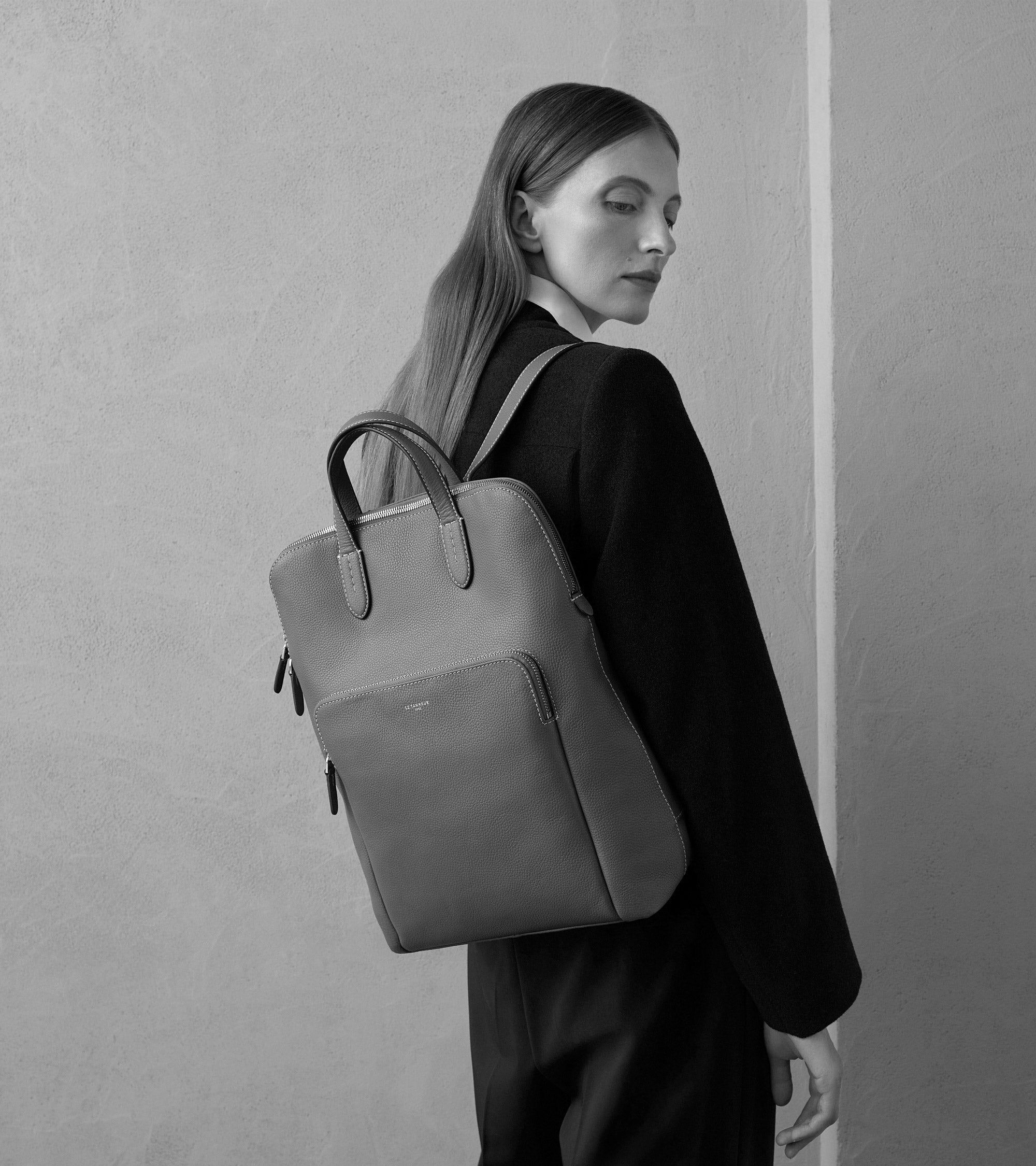 Mochila business con cremallera Sophie de piel texturizada