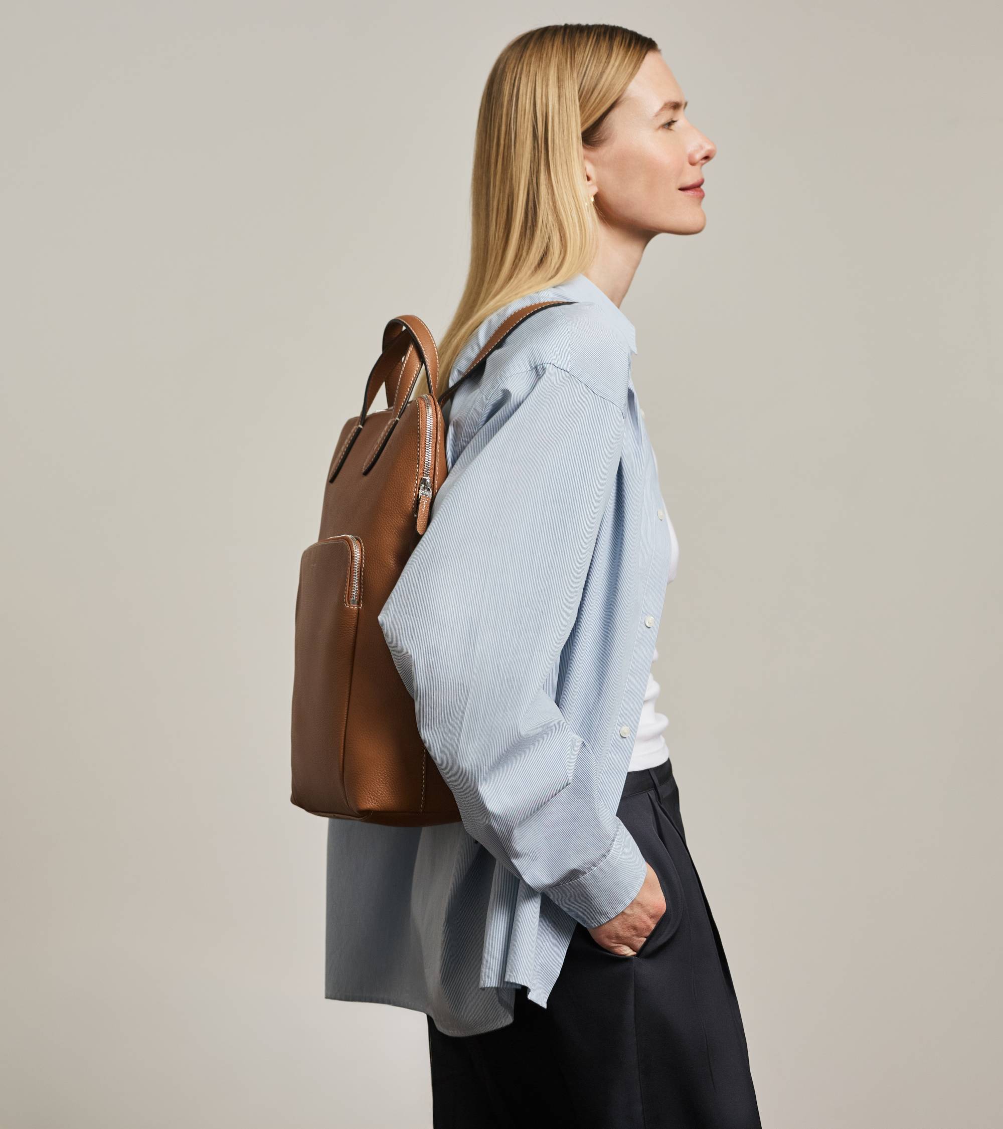 Business Rucksack Sophie aus genarbtem Leder