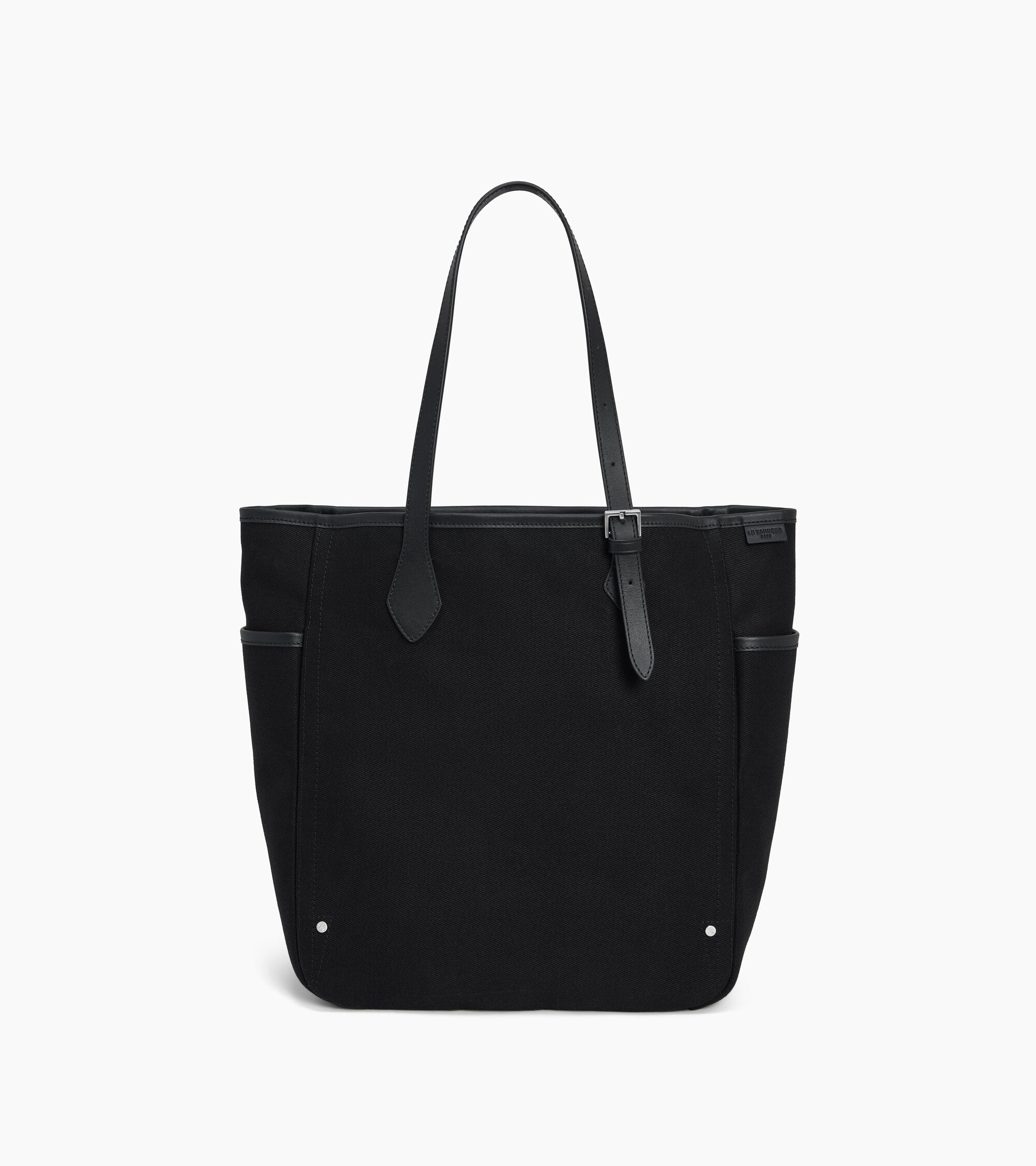 Mittelgroße Cabas-Tasche Solveig aus Baumwoll-Canvas und Glattleder