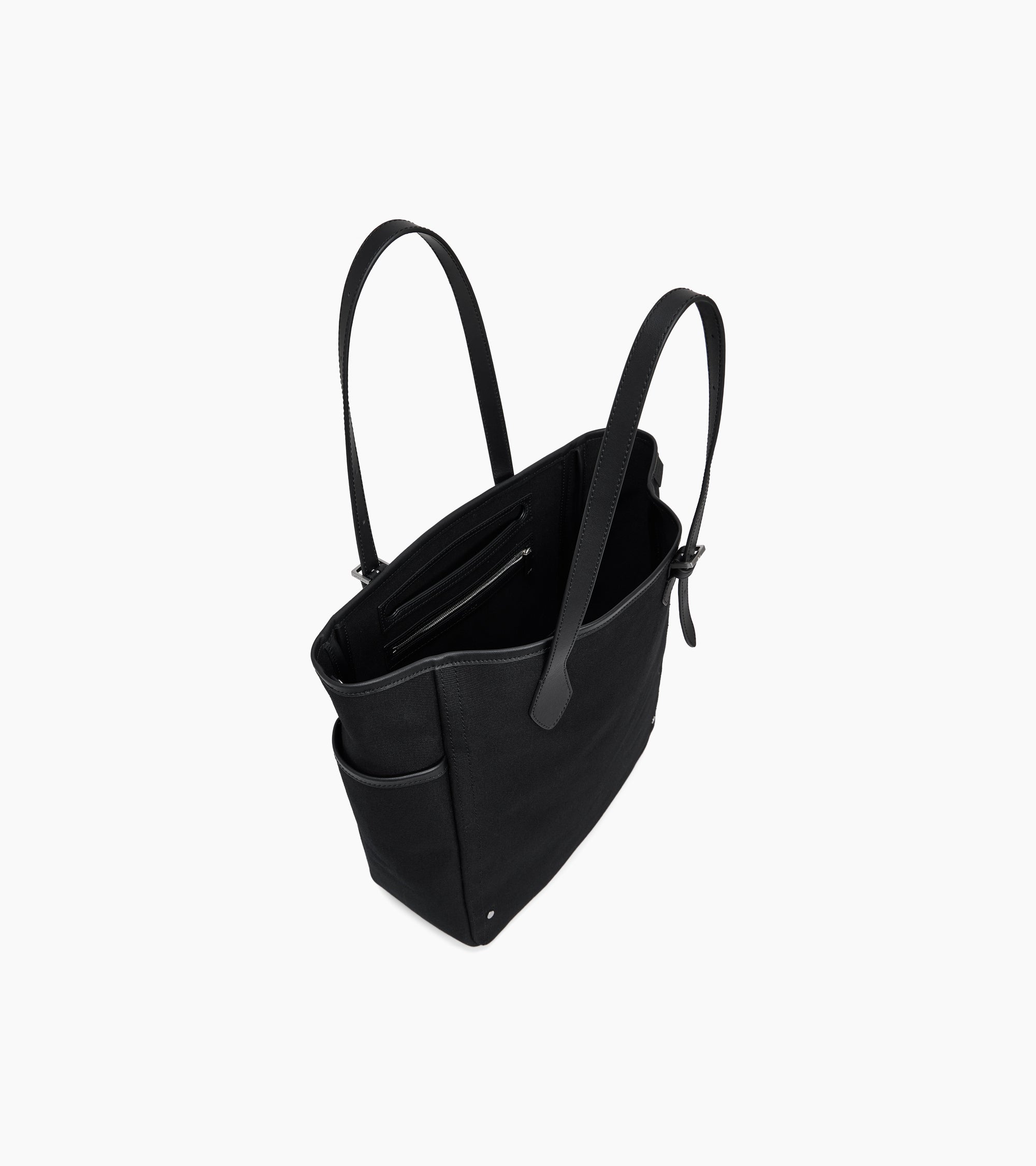 Mittelgroße Cabas-Tasche Solveig aus Baumwoll-Canvas und Glattleder